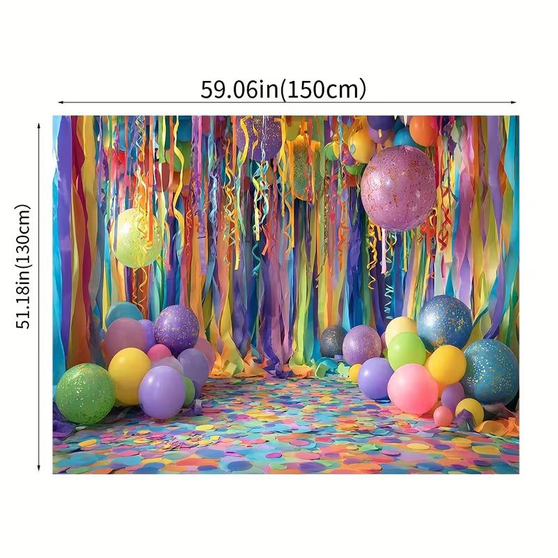 2D Flat Rainbow Streamer Backdrop for Kids Birthday Photoshoot