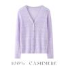 Elegant Women's Cashmere V-neck Cardigan with Hollow Out Design for Autumn/Winter
