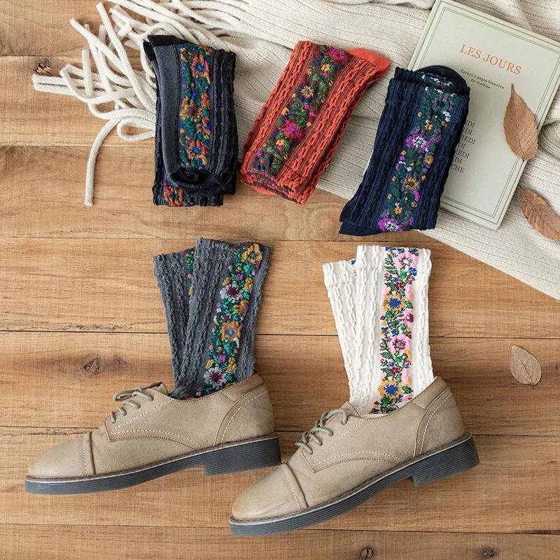 Fashion Classical Women's Flowers Dress Socks Famale Cute Spring and Autumn for Women Cute Socks Creative Gifts Accessories
