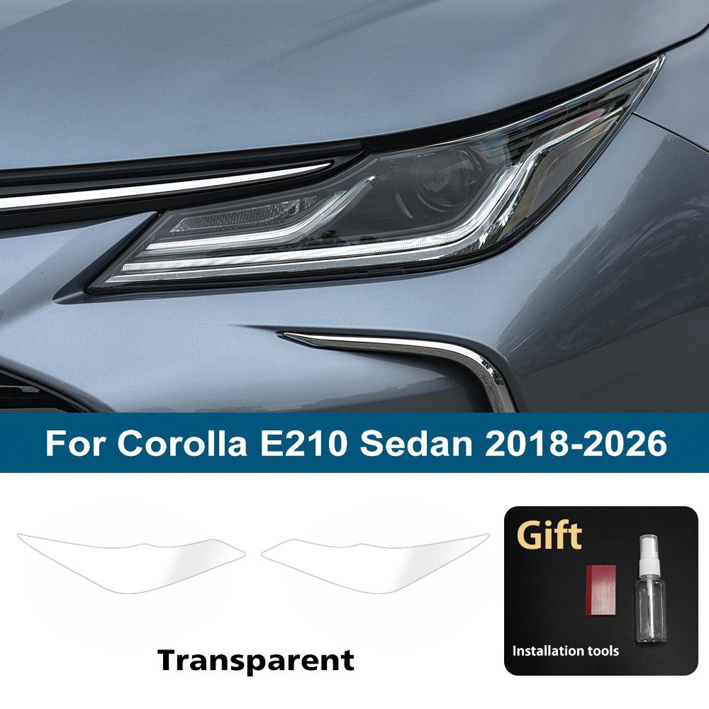 Car Headlight Protective Film For Corolla E210 Sedan Hatchback18-26 High-Gloss Smoke Black Pre Cut Anti-Scratch Vinyl Wrap Film
