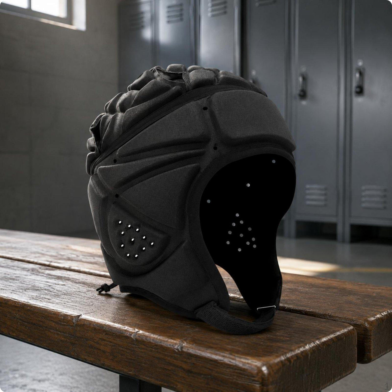Padded Sports Helmet Adjustable Chin Strap OpensFace Ventilated Football Headgear Black Black