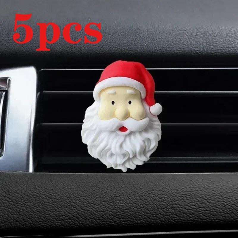 Christmas Santa Claus & Elk Car Air Vent Clip, 3D Resin Aromatherapy Fragrance Ornament, Auto Interior Decoration Accessories