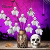 Retro Holiday Window Displays Halloween Ghost Ornament, 4 Inch Small Doll Hanging Decoration with Jute Rope, Autumn Garden Party Decorations Farmhouse