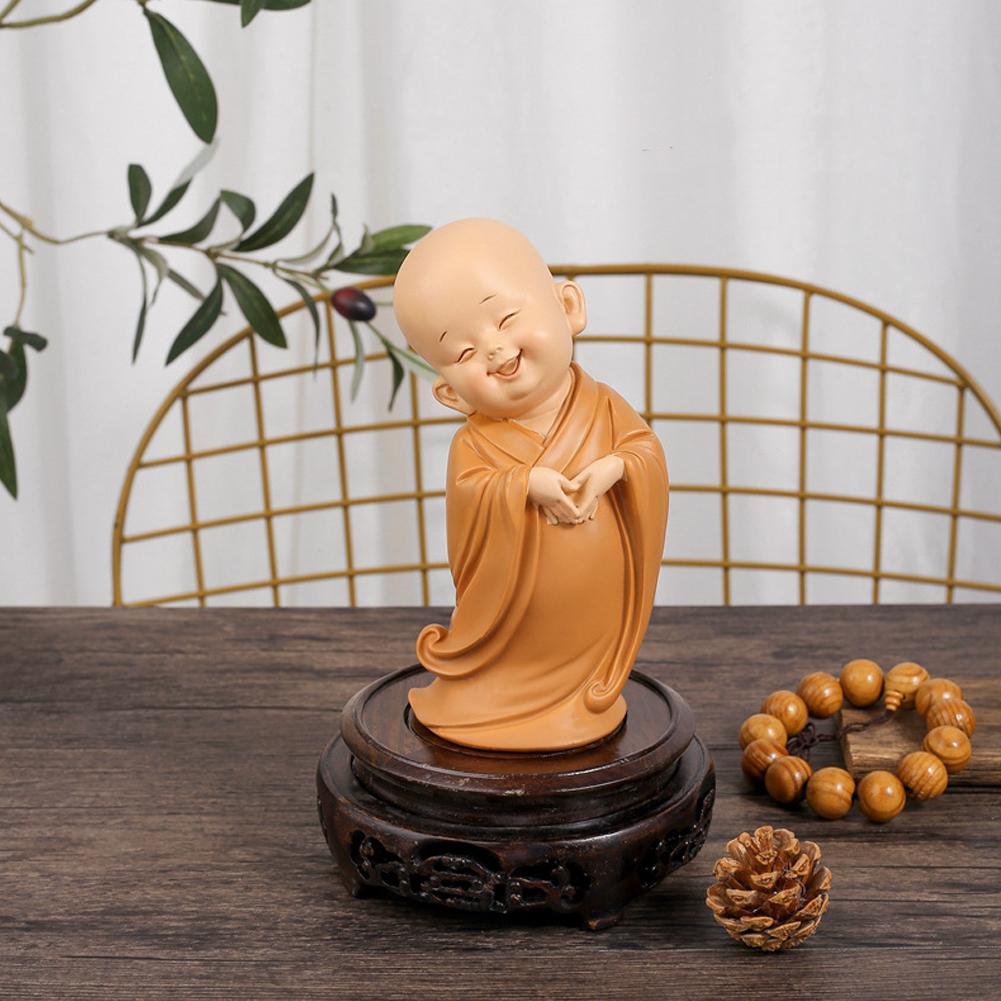Car Small Monk Buddhist Statues Ornaments Resin Buddha Figurine Sculpture Handmade Miniatures Room Decoration Crafts Gifts