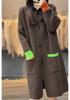 Cardigan di lana con cappuccio: Vestibilità Ampia, Lunghezza Medio-Lunga, Lavorazione Spessa per Autunno/Inverno, Maglione da Donna Stile Coreano