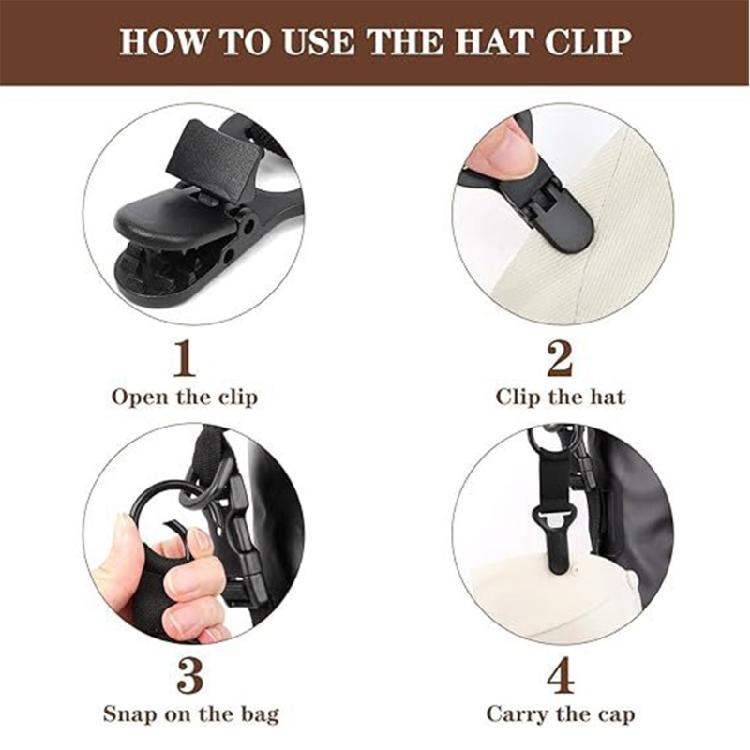 2Pcs Metal Plastic Hat Clip Textile Strap for Firm Hat Attachment Lightweight for Hat Retention Wind Proof Design