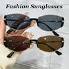 Luxury Cat Eye Metal Sunglasses For Women New Modern Retro Tea Narrow Frame Sunglasses Vintage Men Travel Outdoor Sunglasses