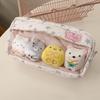 Cute Sweet Large Capacity Padded Transparent Pencil Case With 4 Doll Student Stationery Pen Bag Girly Cosmetic Storage Bag Gifts
