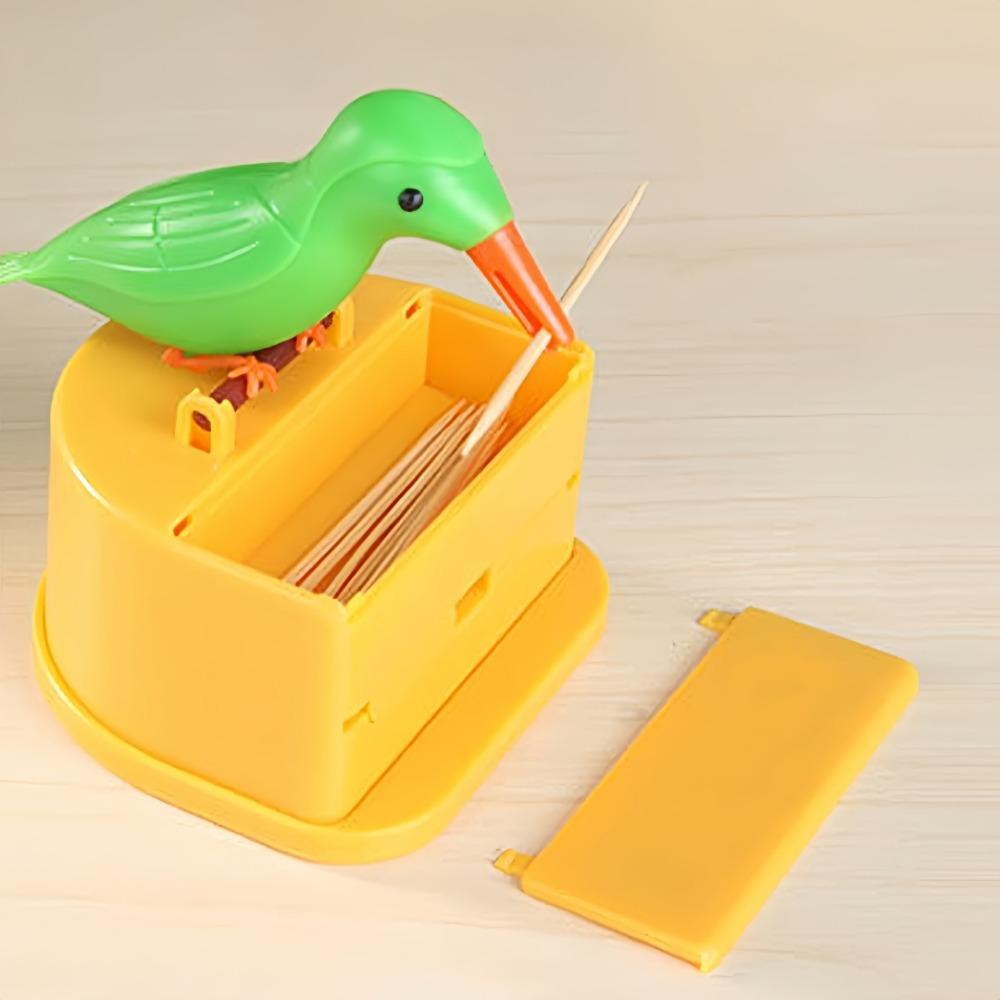 Interesting Woodpecker Toothpick Dispenser Bird Push Automatic Toothpick Storage Rack For Home Restaurant Table Decoration Box