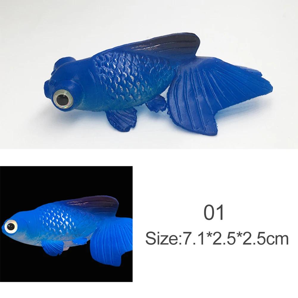 Glow In The Dark Artificial Aquarium Fishes Realistic Moving Floating Colorful Goldfish Fake Fish Ornament for Aquarium Tank