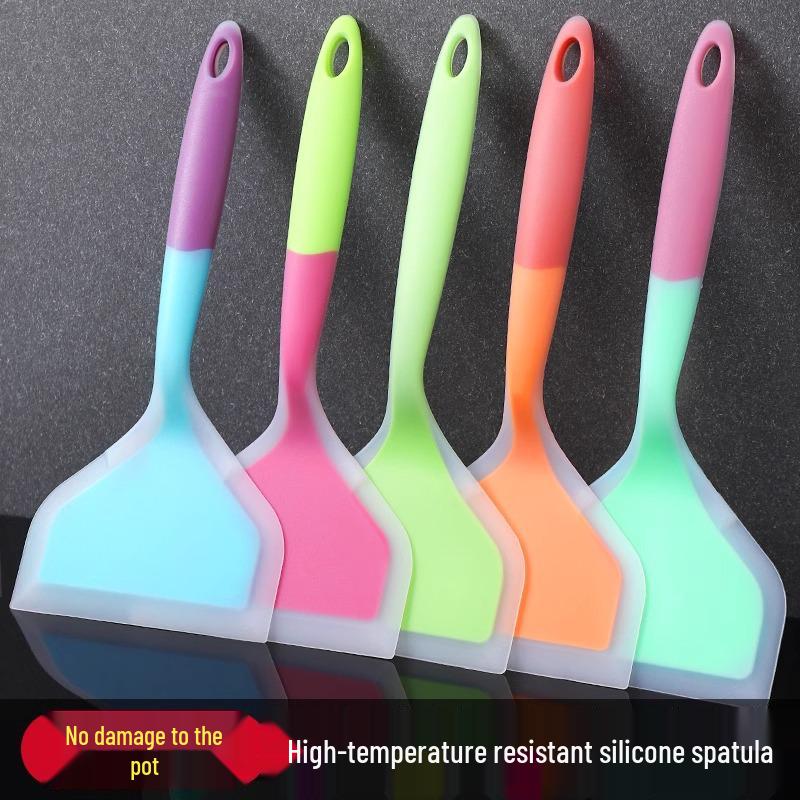 Silicone Tamagoyaki & Pancake Spatula: High-Temp Resistant, Non-Stick for Crepes, Eggs, and Pizza Blue Head Large Spatula x1