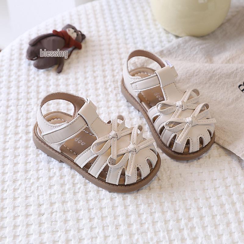 2026 Girls  Princess Sandals: Soft Sole, Non-Slip Bow Shoes for Toddlers. 25 бежевый