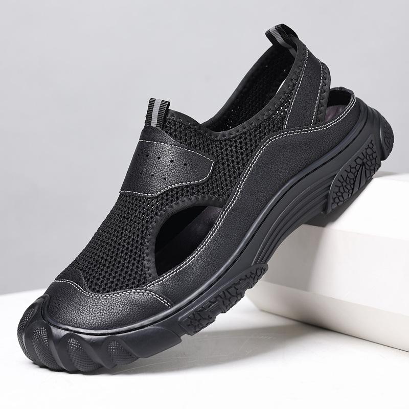 Online men's shoes summer casual shoes one-pedal mesh breathable mesh fly-woven men's running sports shoes