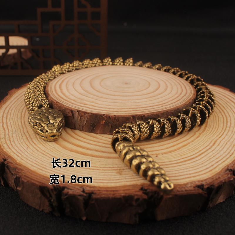 Year of the Snake Universiade Brass Rattlesnake Model Ornament Toy Simulation Animal Home Office Ornament Simulation Rattlesnake