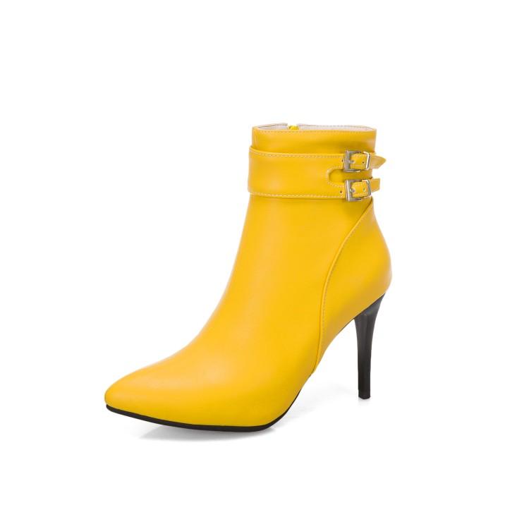 

2025 Сексуальные ботильоны на шнуровке с острым носком на тонком каблуке из короткого плюша US19 Красный Синий Черный Желтый Белый A4513 39 жёлтый
