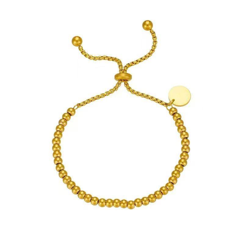Elegant Gold Beaded Chain Bracelet - Versatile, High-End Fashion Jewelry