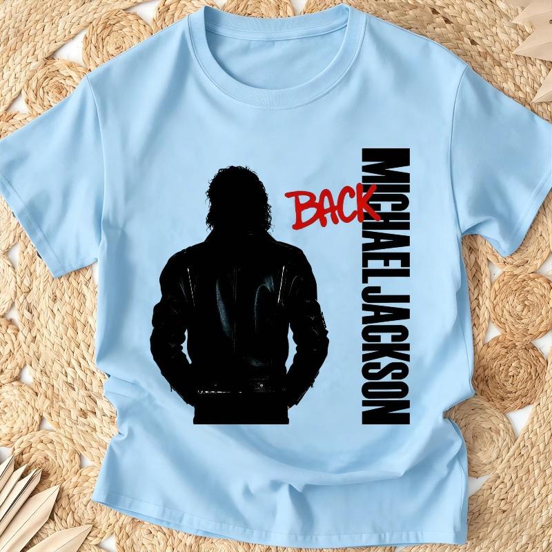 Kids Tee Cotton T Shirts Michael Jackson "Bad" Cartoon Print Short-Sleeve Top – Stylish Casual Crew-Neck T-Shirt for Boys Girls