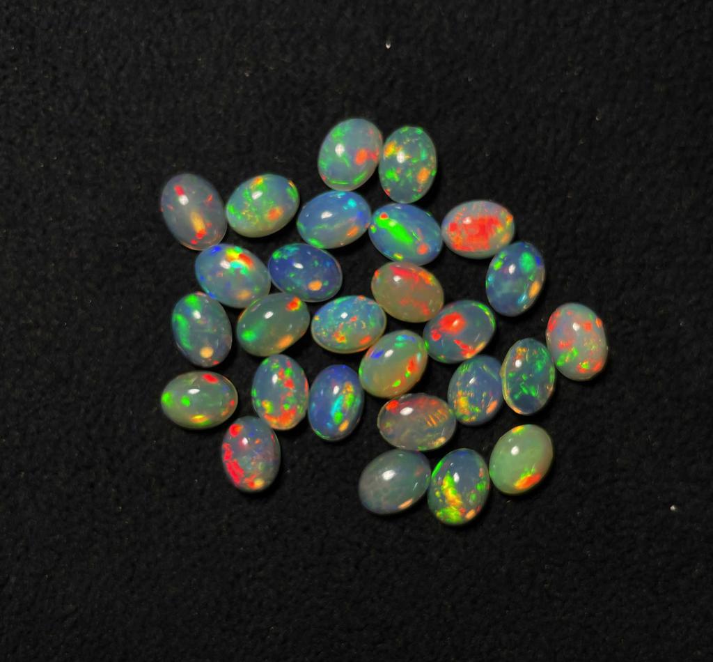 Natural Ethiopian Opal Oval Cabochon Loose Gemstone Lot 5 Pcs 6*8 MM Opal Cabochon Gemstone For Jewelry Making