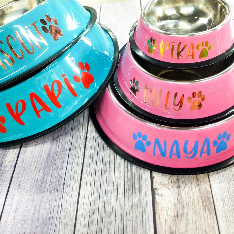 Personalized Stainless Steel Dog Bowl Custom Name Pet Food Feeding Dishes Non-slip Puppy Feeder Bowl with Name Gift for Dog