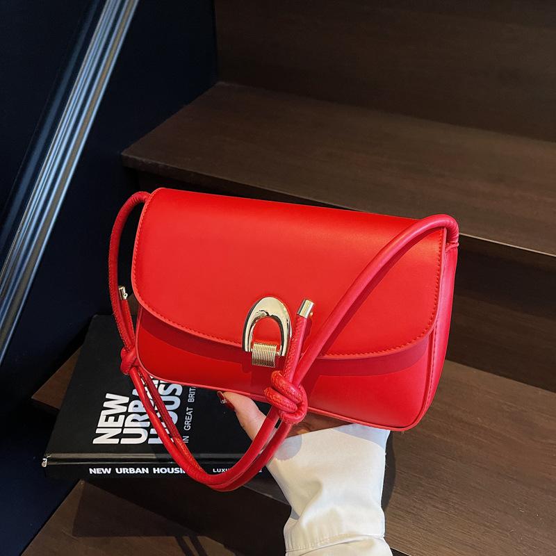 One Shoulder Oblique Span 2025 New Spring Simple Women's Personalized Handbag Foreign Style Fashion Solid Color Foreign Style Small Square Bag