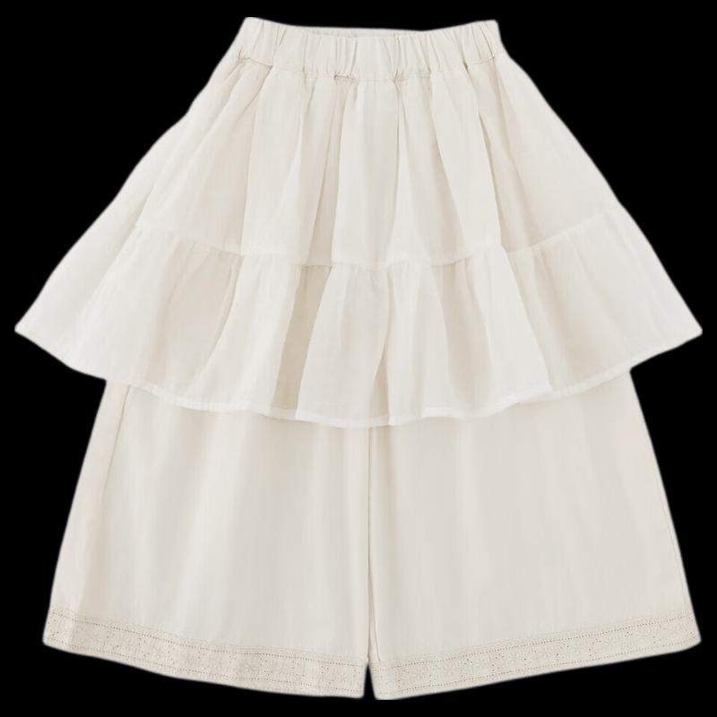 Youyou Girls' Lightweight Korean Summer Wide-Leg Cropped Pants