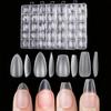 Almond/Trapezoid Nail Tips 450 Pieces Acrylic Gel Double-Sided Matte Transparent Pre-Polished Gel Nail Tips No Base Coat Needed Press-On Nails 15 Size