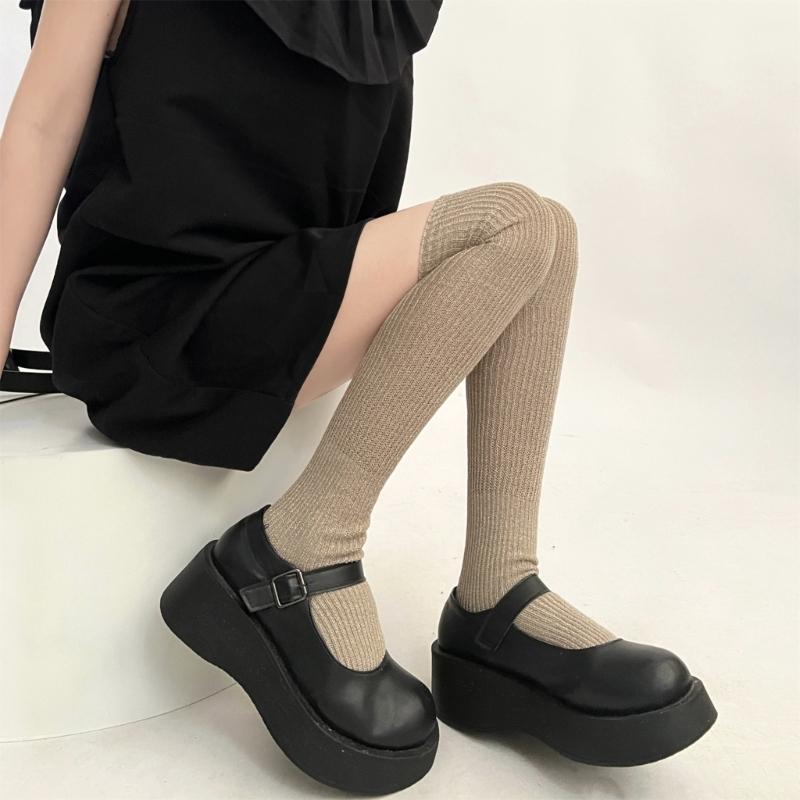 1 Pair Dress Socks Cotton Socks Princess Style Thigh High Lolitas Socks Frilly Ruffle Socks, Women Girl Over Knee Socks