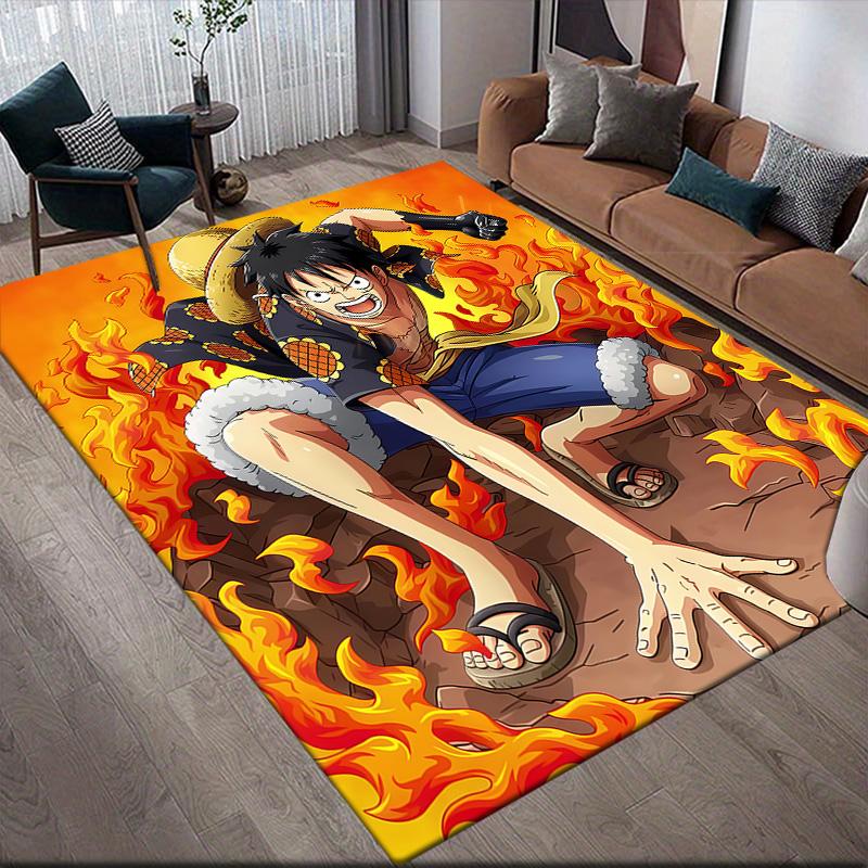 One Piece Luffy & Ace Anti-Slip Rug, Rectangular Carpet for Bedroom, Game Room & Living Room