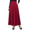 Maxi Skirt High Waist A-Line Long Skirt with Pockets Breathable Slimming Large Hem Design Office Lady Skirt