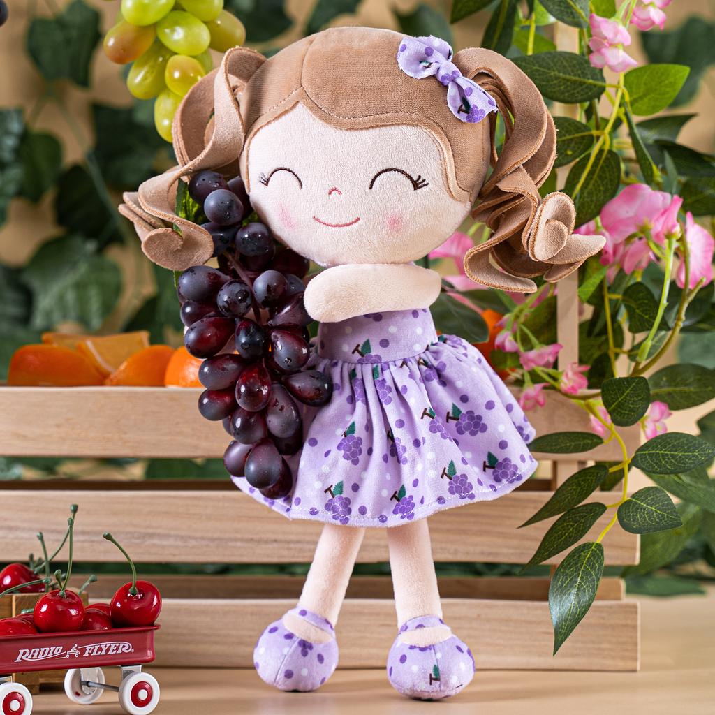 Plush Toys Baby Dolls Fruit Toys Curly Hair Dolls Christmas Gifts 30cm Grape