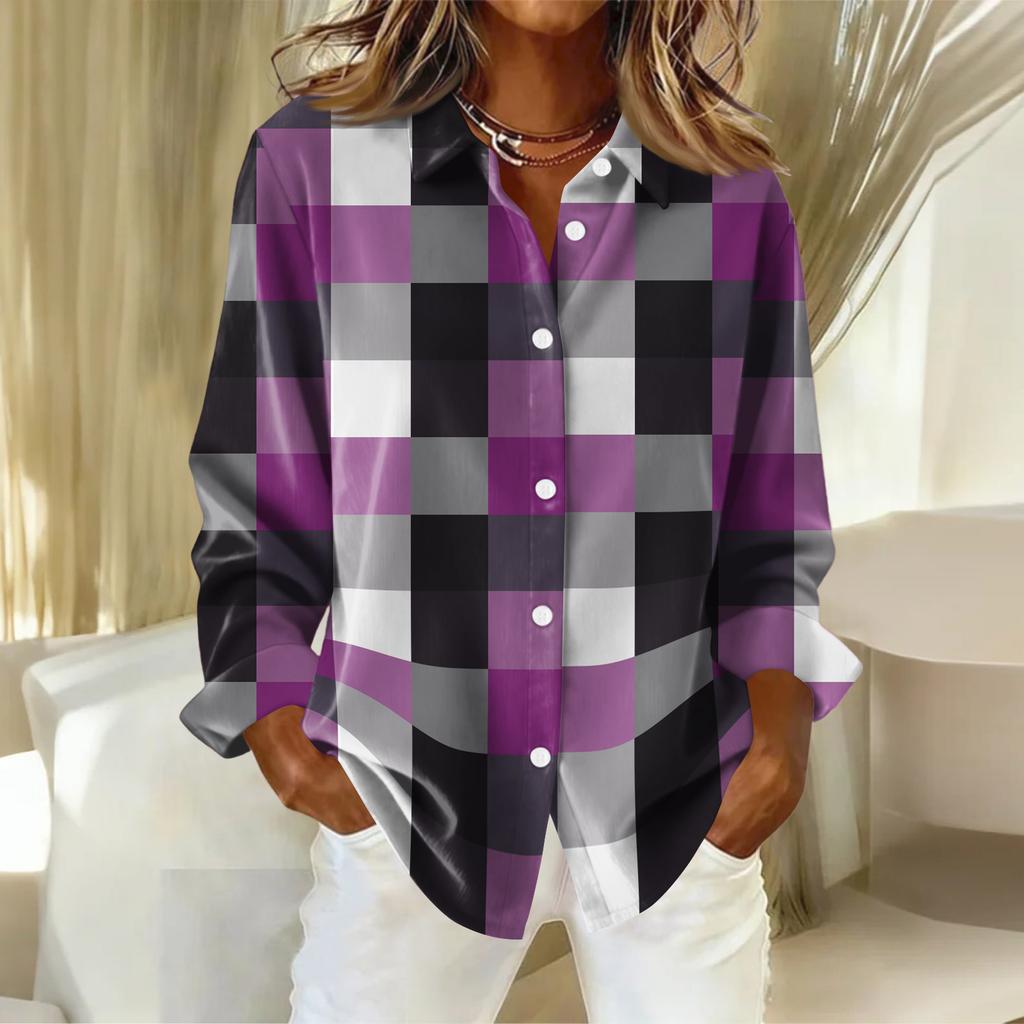 Cămașă Bluză Damă Crăciun Imprimat Nasturi Mâneci Lungi Casual De bază Guler Cămașă Regular Top