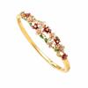 Rhinestone Decor Enamel Bracelet Colorful Floral Open Cuff Bangle  Wedding Jewelry