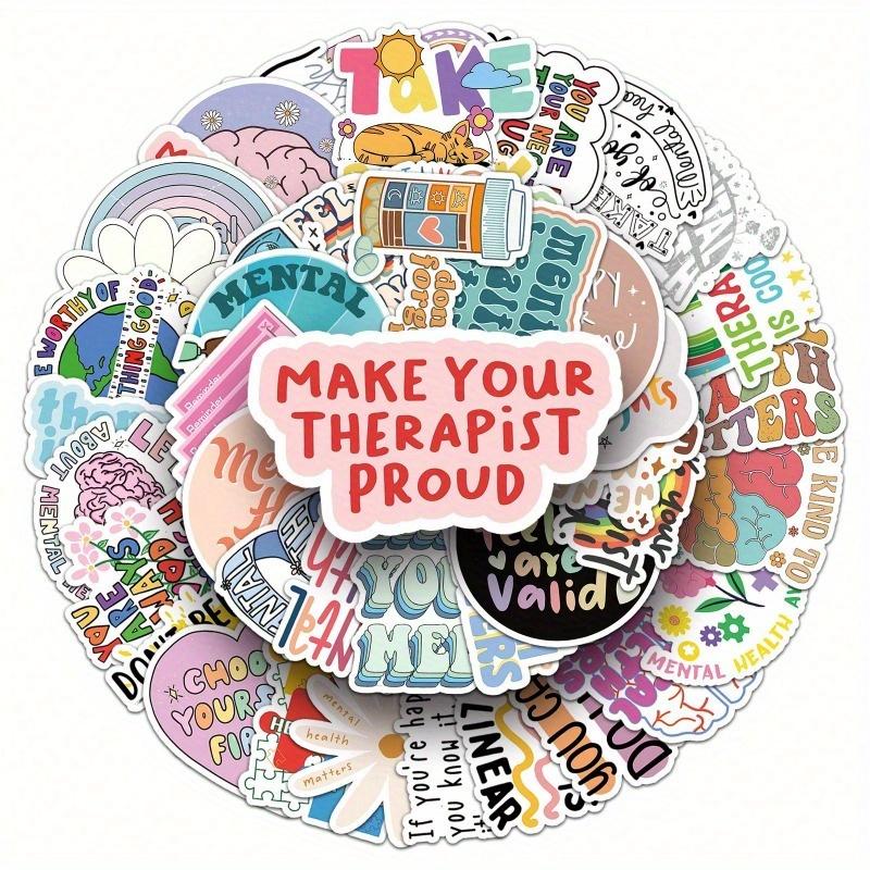 50pcs Motivational Phrases For Mental Health Stickers, Vinyl Sticker For Laptop Water Bottle Guitar Bike Car Motorcycle Bumper Luggage Skateboard