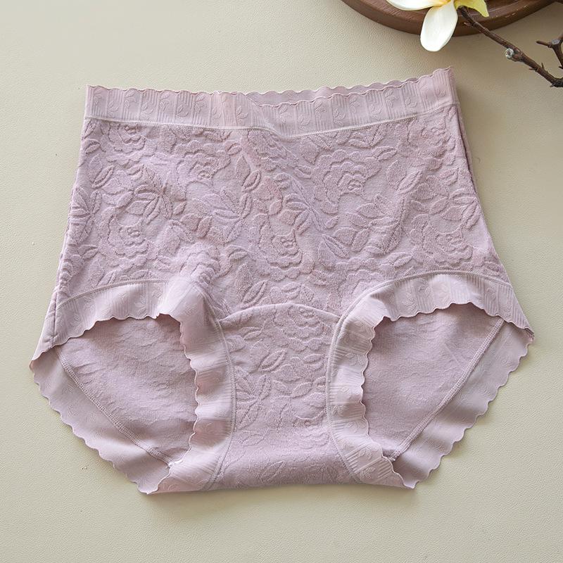 

Mizhai Women s Mid-Rise Embossed Cotton Plus-Size Antibacterial Briefs with Extended Crotch M (suggested 40-55kg)