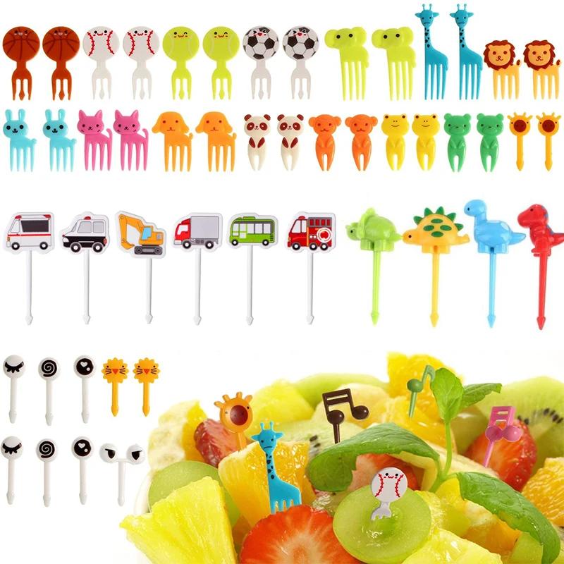 40PCS Cartoon Animal Fruit Forks - Kids Food Grade Plastic Cake Toothpick Mini Bento Lunch Accessories & Party Decorative Forks