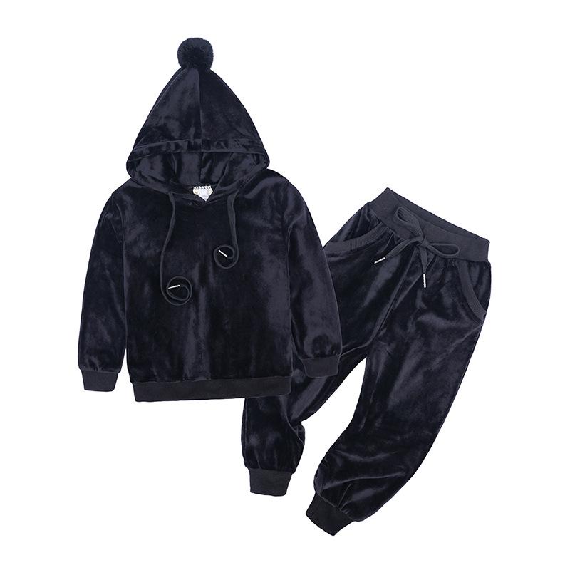 Gold Velvet Children's Autumn/Winter Two-Piece Set for Boys and Girls - Trendy Sweatshirt Outfit