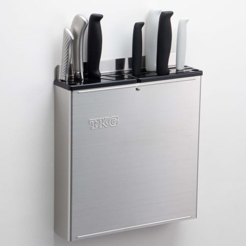 Endo Shoji TKG Large Color Knife Rack with Plastic Plate, AB Type, Black, 18-8mm Body, ABS Resin Lid, Made in Japan, AHU676