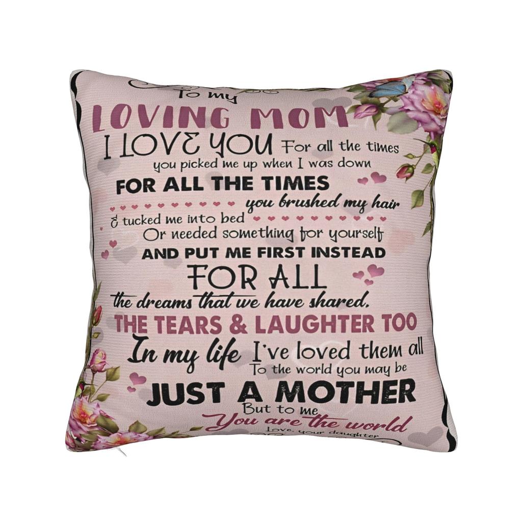 I Love You Mom Square Pillowcases Polyester Car Mother's Day  Cushion Case Funny Decor Pillowcase 45*45