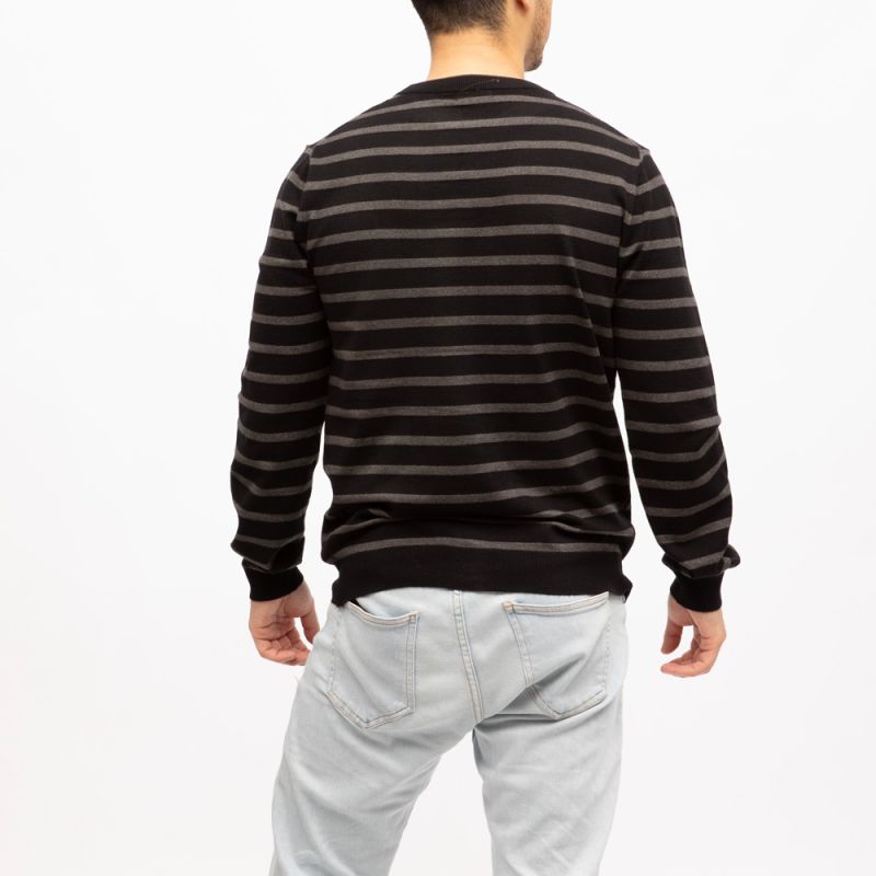 Men's DEELUXE 74 Striped Fine Knit Round Neck Sweater