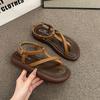 Fashion Summer Women Sandals 2025 New Retro Clip Toe Sandals Fashion Comfortable Casual Roman Shoes Soft Sole Woman Gladiator Sandalias