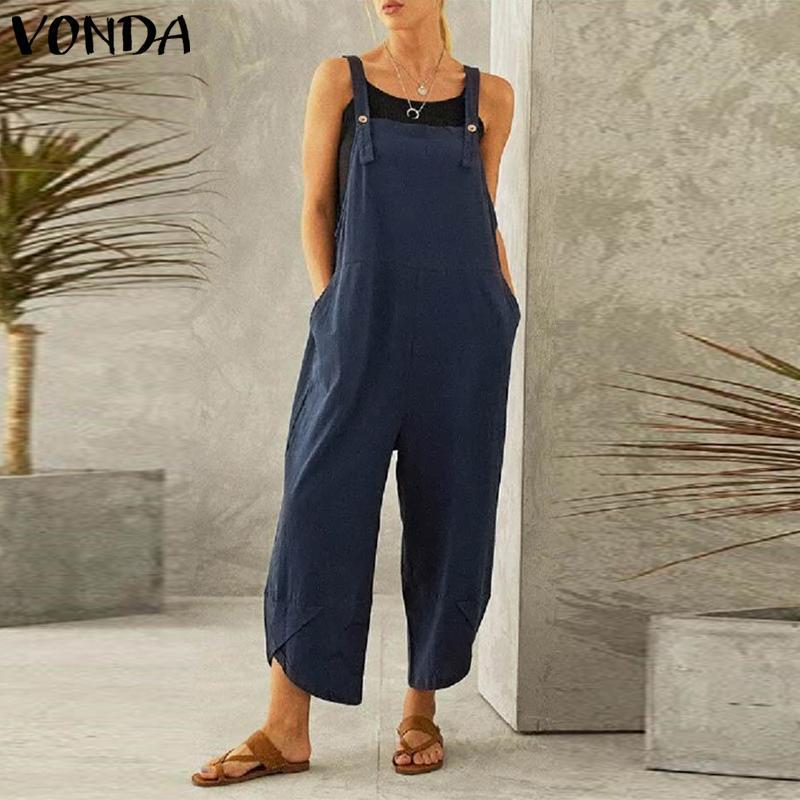 2022 Women's Fashion Solid Color Casual Cropped Overalls - European and American Style
