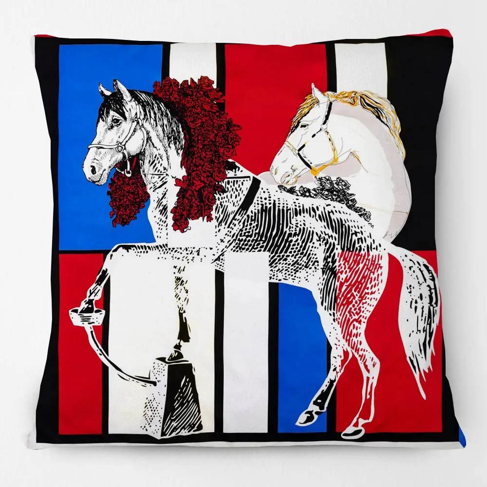 Fashion Multicolor Horse Head Cushion Covers Luxury Animals Sofa Decorative Pillows Case 45X45CM Decorative Pillows