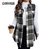 Plus Size Plaid Ärmellose Weste Herbst und Winter Mode Lose Damen Tweed Jacke