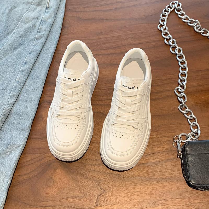 

Премиальные белые туфли на толстой подошве, женские новые универсальные увеличивающие рост, осенне-зимние повседневные спортивные туфли 40 белый