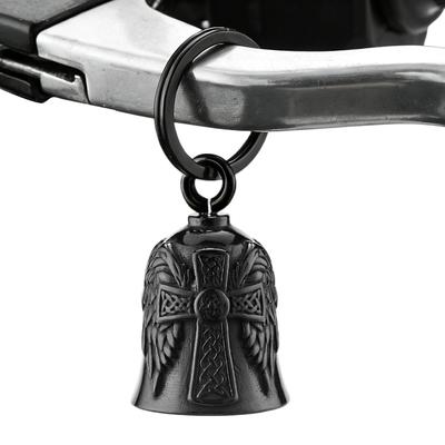 Motorcycle Riding Guardians Bell Steel Alloy Alloy Good Luck Horn Cross Angel Wings Motorcycle Bell For Men Rider Riding Cycling