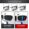 3PCS ABS Tri-colour Car Racing Grills Trim Strips For BMW 1 Series E81 E82 E87 E88 F20  M-Power Styling Exterior Accessories