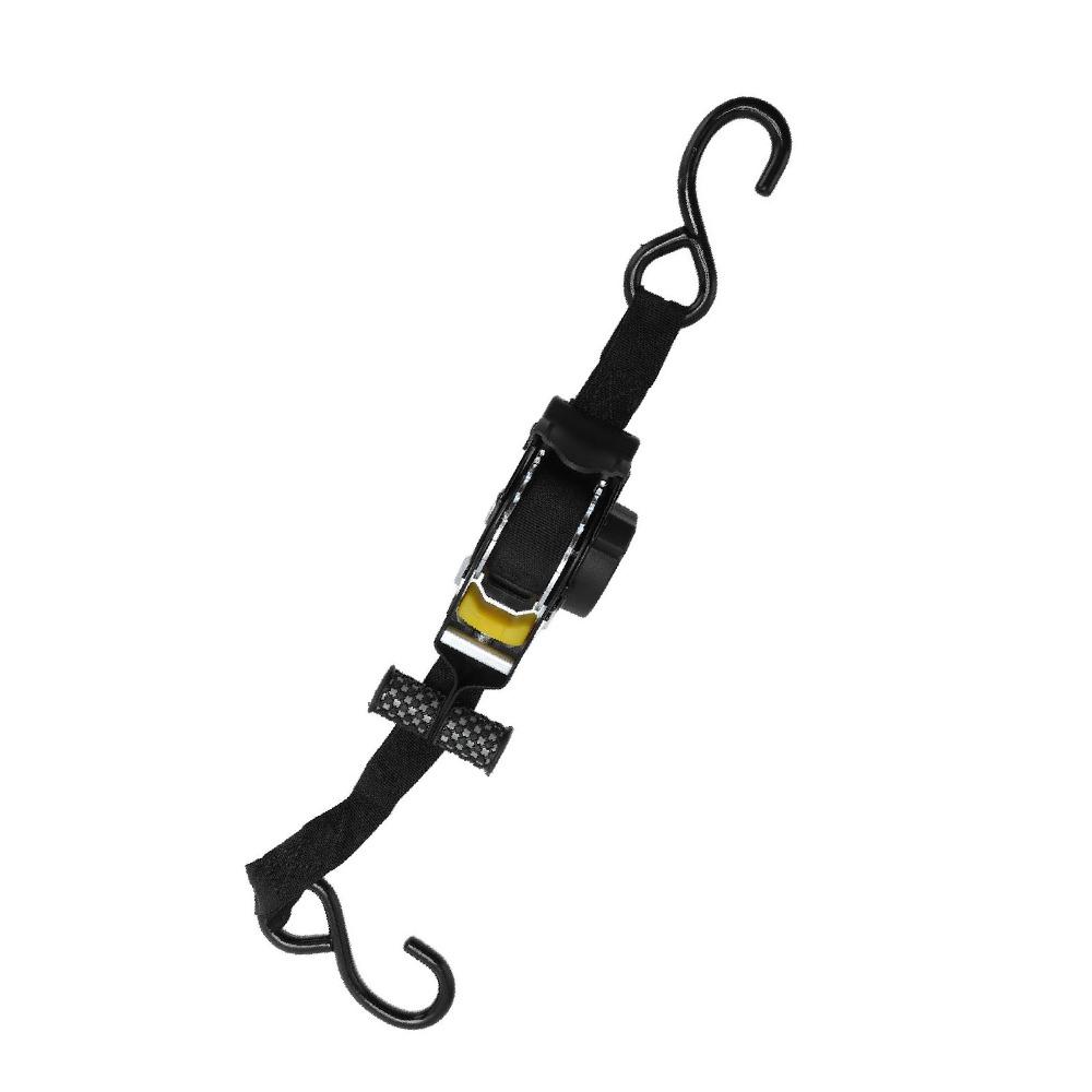2pcs Balck Auto Ratchet Strap Self Winding Luggage Fixing Strap Durable Tie Down Strap  Trailer