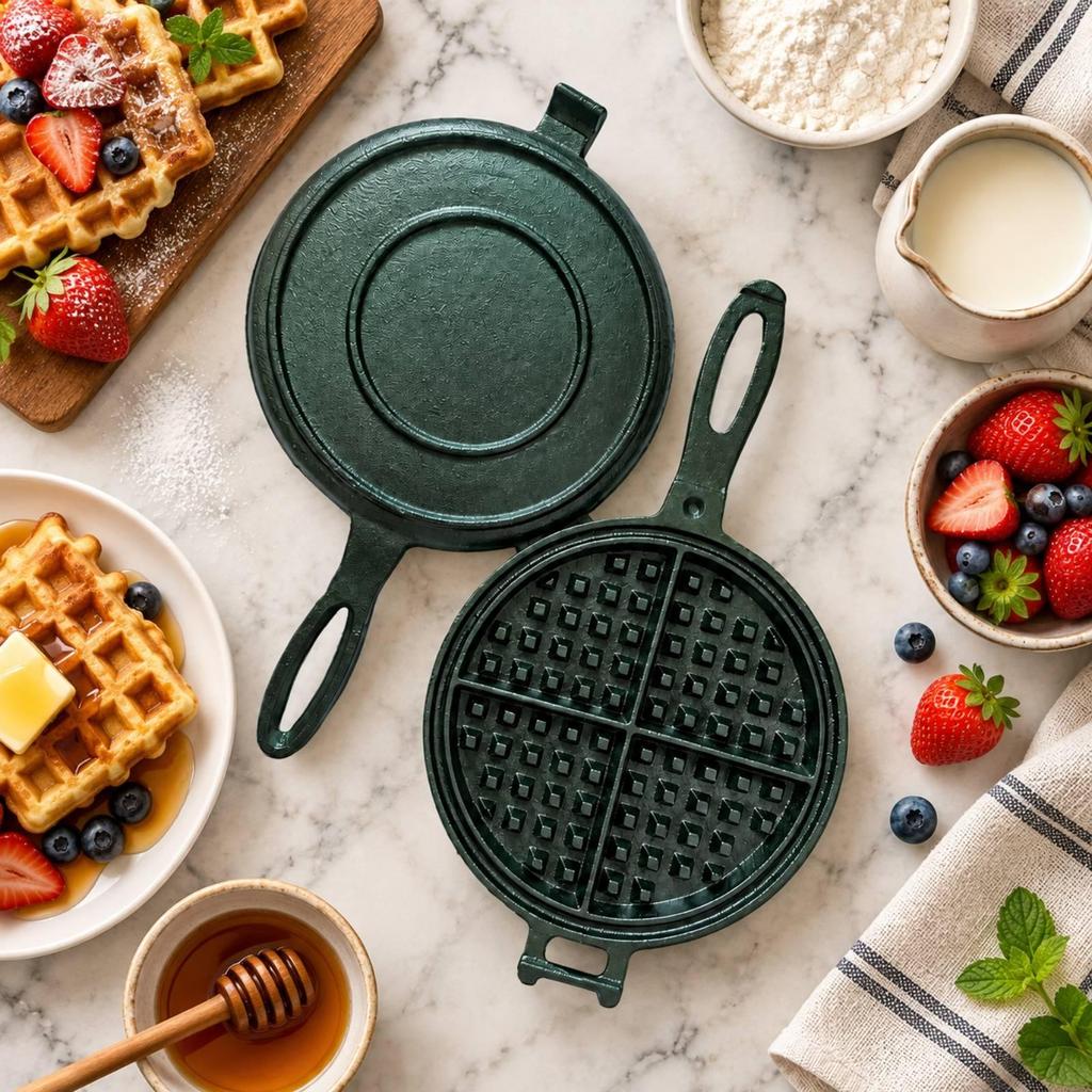 Round Form Pan with Hinged Plates Uncoated CastIron Iron Handle and Clasp Thickened Cookware