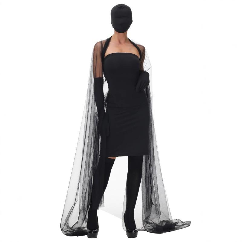 Halloween Costume Women Black Masquerade Dress Stage Performance Outfit M XL