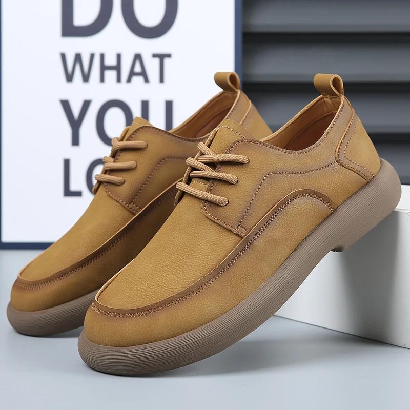 Mode Echtes Leder Schuhe Herren Schnürschuhe Oxfords 2024 Kuh Lässig Business Weich Schwarz Braun Hohe Qualität Frühling Herbst Herrenschuhe